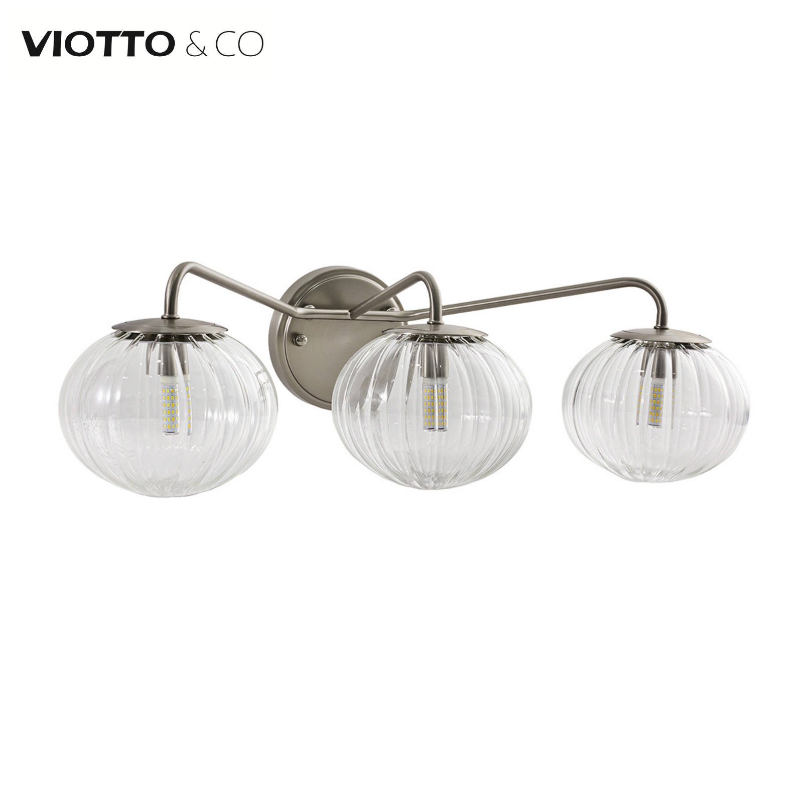 Pumpkin Clear Glass Shades Bathroom Wall Sconce