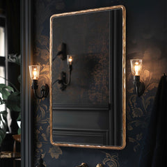 Antique Hand Hammer Frame  Forged Iron Rectangle Wall Mirrors Wrought Iron Mirror