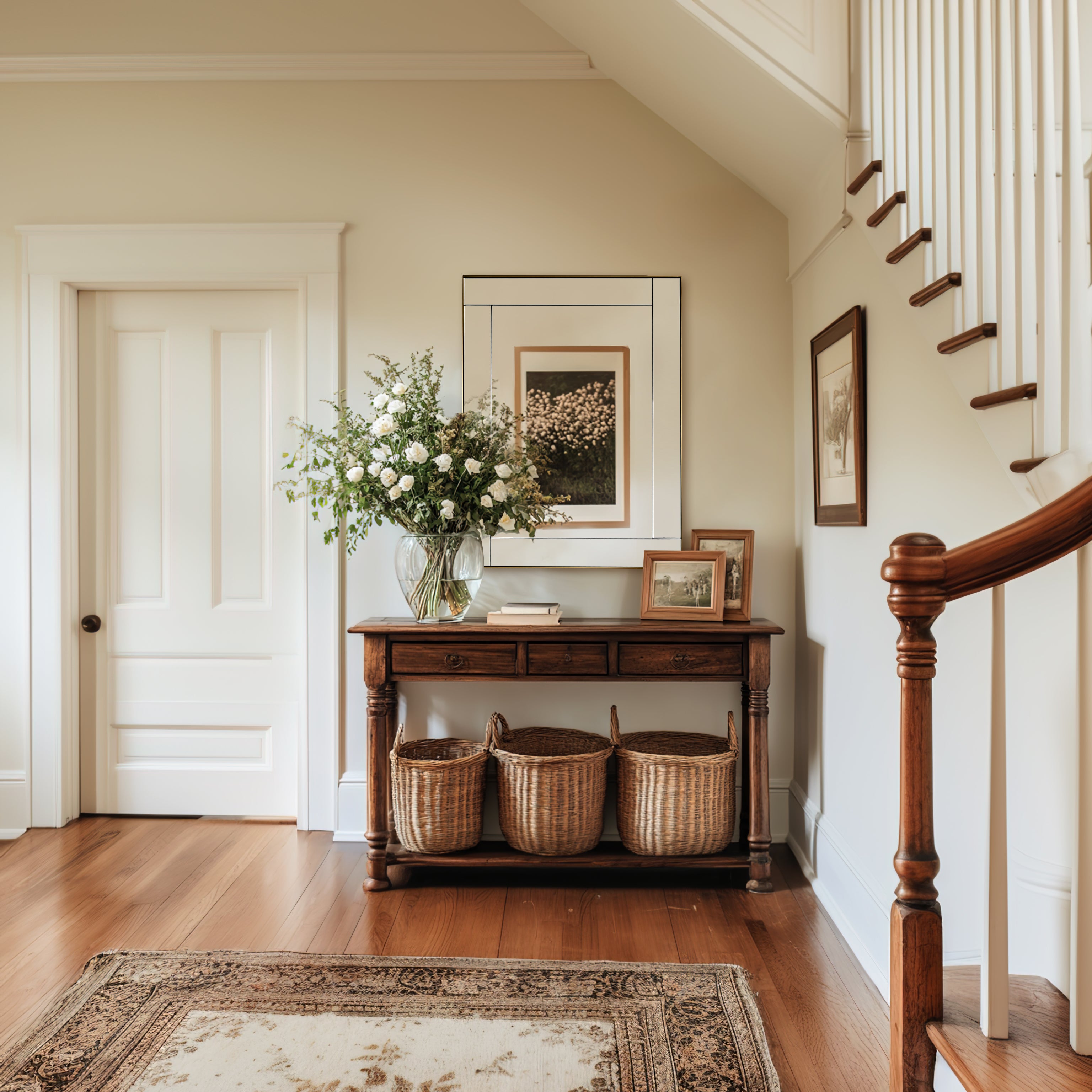 Contemporary Geometric Glass Tile Rectangular Bathroom Vanity Mirror | Stainless Steel Frame