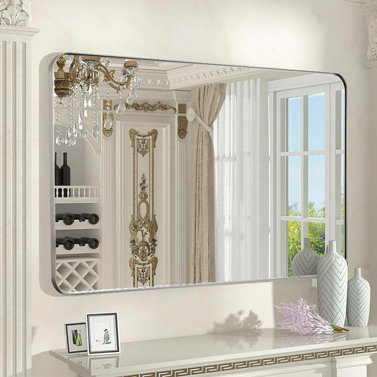 Luxury Rounded Rectangular Bathroom Mirrors with Aluminum Framed