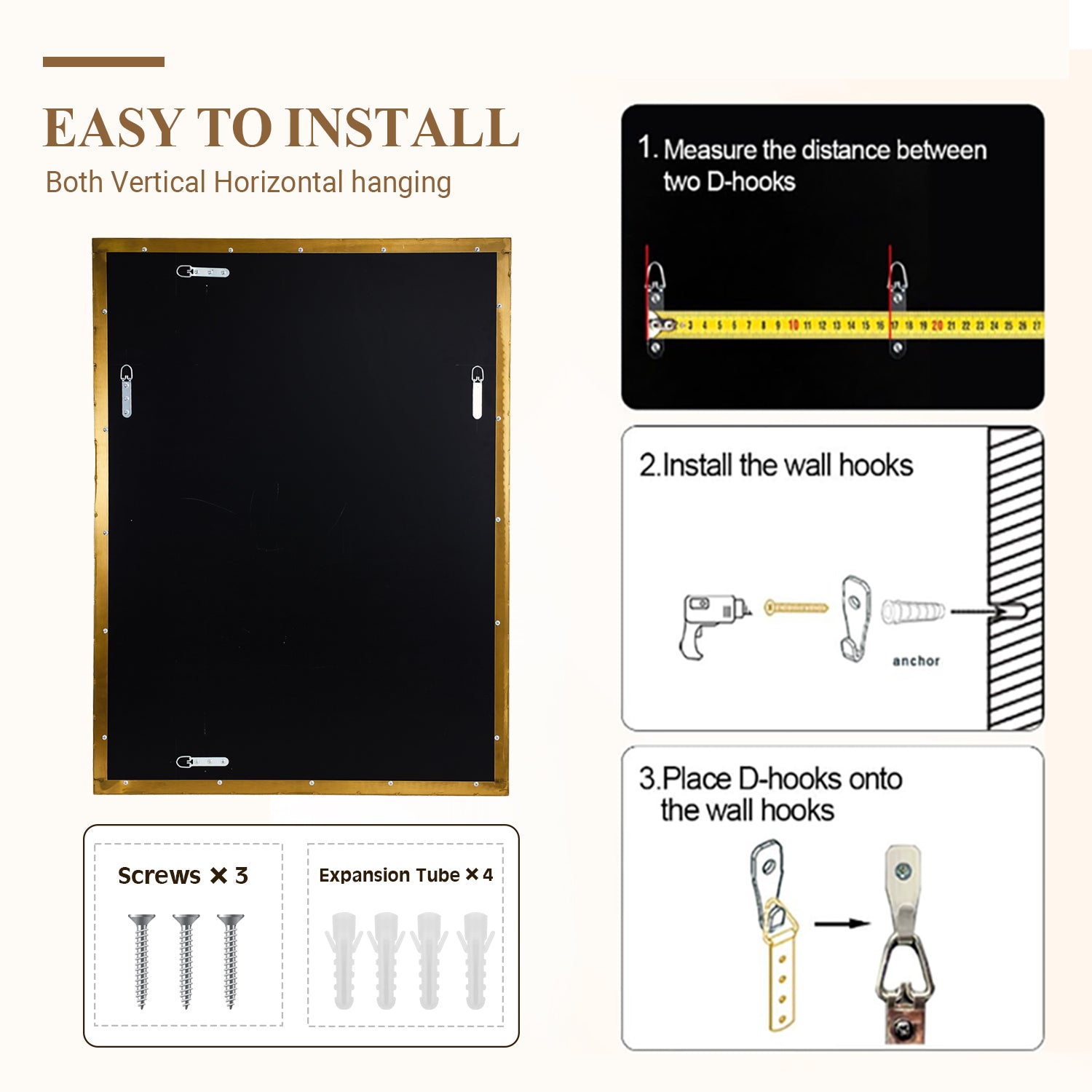 Contemporary Geometric Glass Tile Rectangular Bathroom Vanity Mirror | Stainless Steel Frame