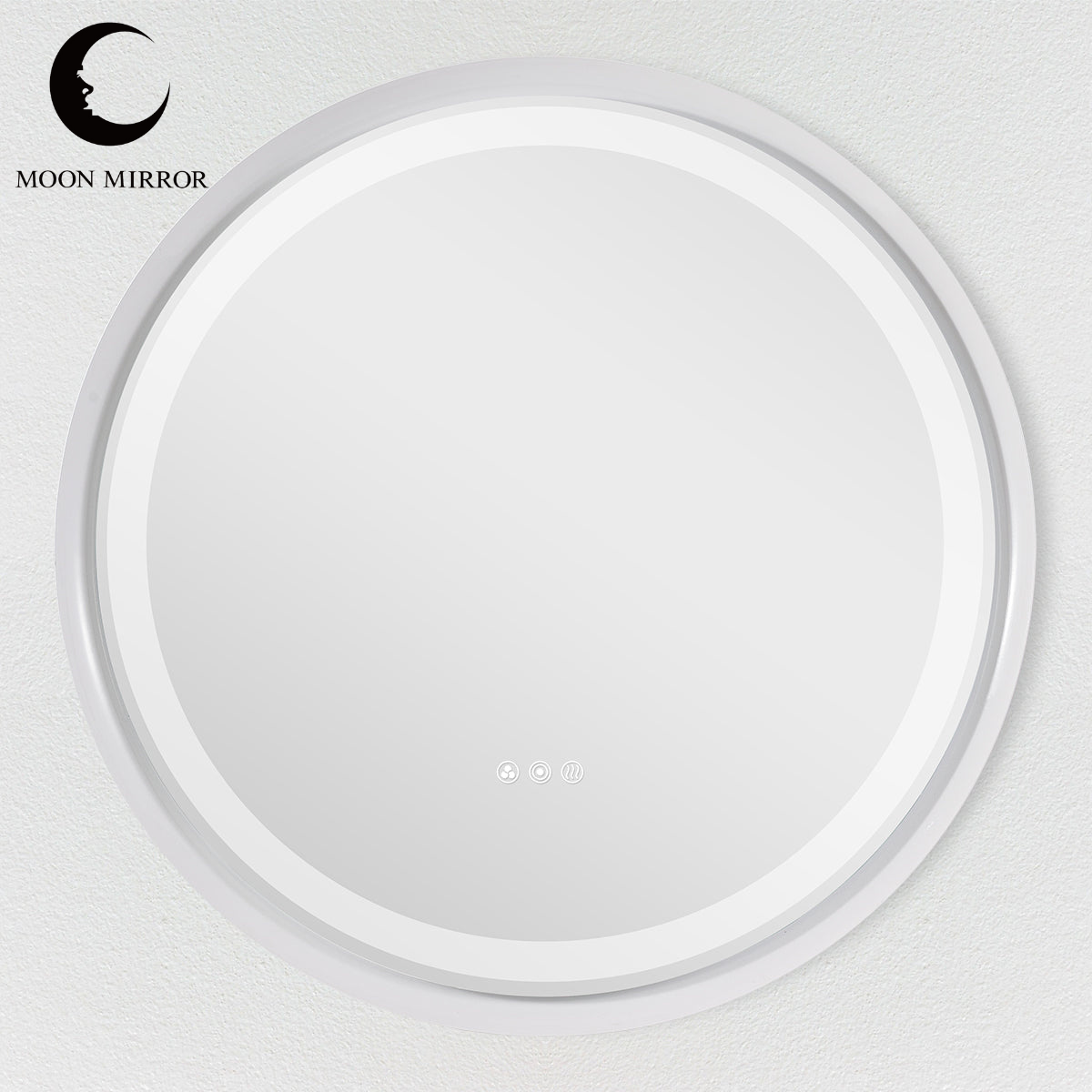 MOON MIRROR Round LED Bathroom Vanity Mirror with Lights,White Framed, Dual Front& Back Lights,Anti-Fog