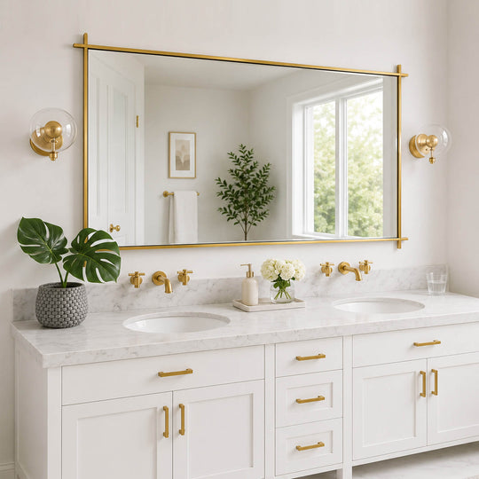 Vintage Cross Corner Rectangle Bathroom Wall Mirrors | Stainless Steel Framed
