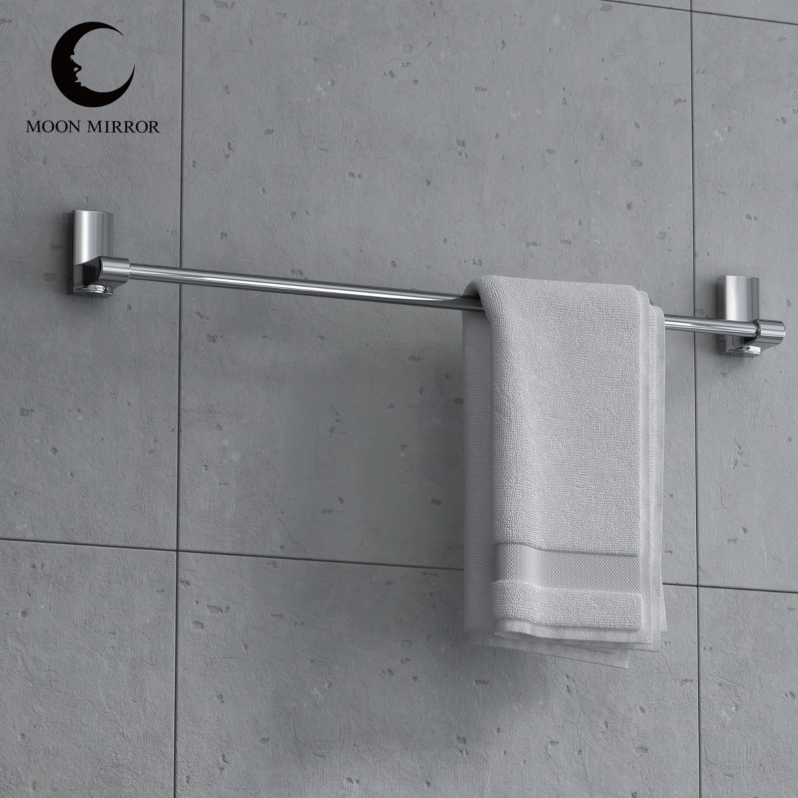 MOON MIRROR 304 Stainless Steel Thicken Towel Rack Chrome  Bathroom Towel Bar Wall Mount