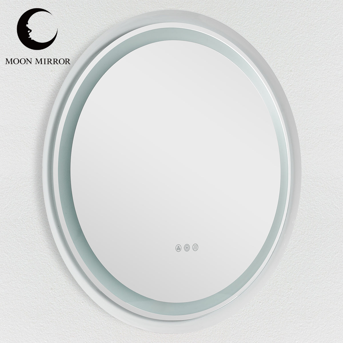 MOON MIRROR Round LED Bathroom Vanity Mirror with Lights,White Framed, Dual Front& Back Lights,Anti-Fog