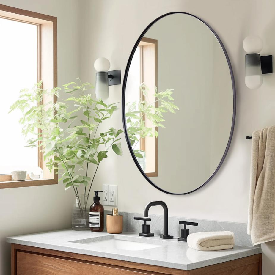 Stainless Steel Framed Oval Bathroom Mirrors