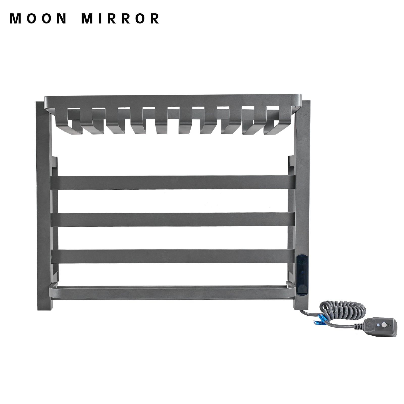 MOON MIRROR Electric Towel Warmer Heated Towel Rack Wall Mounted Plug-in