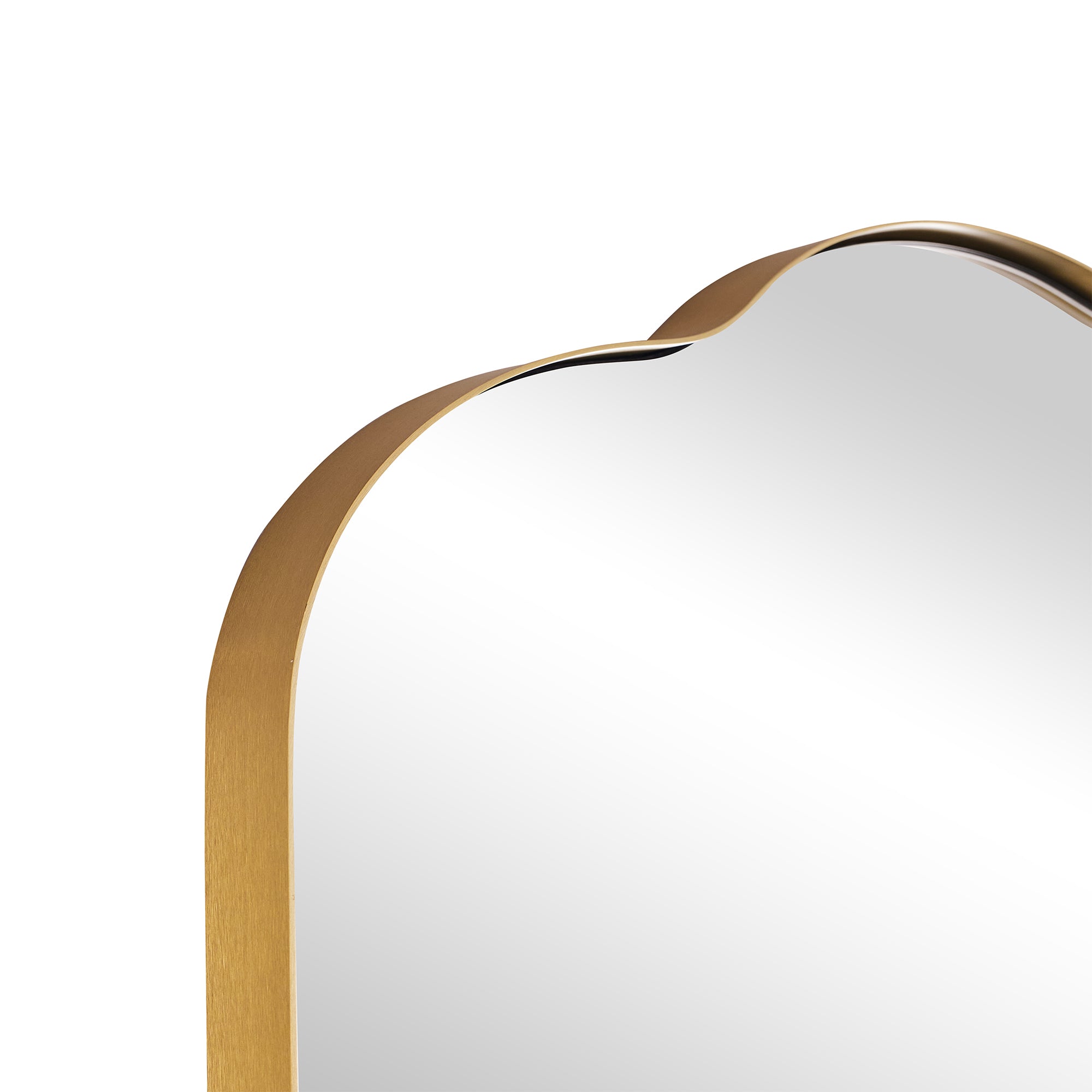 Contemporary Oval Scalloped Bathroom Vanity & Wall Mirror| Stainless Steel Framed
