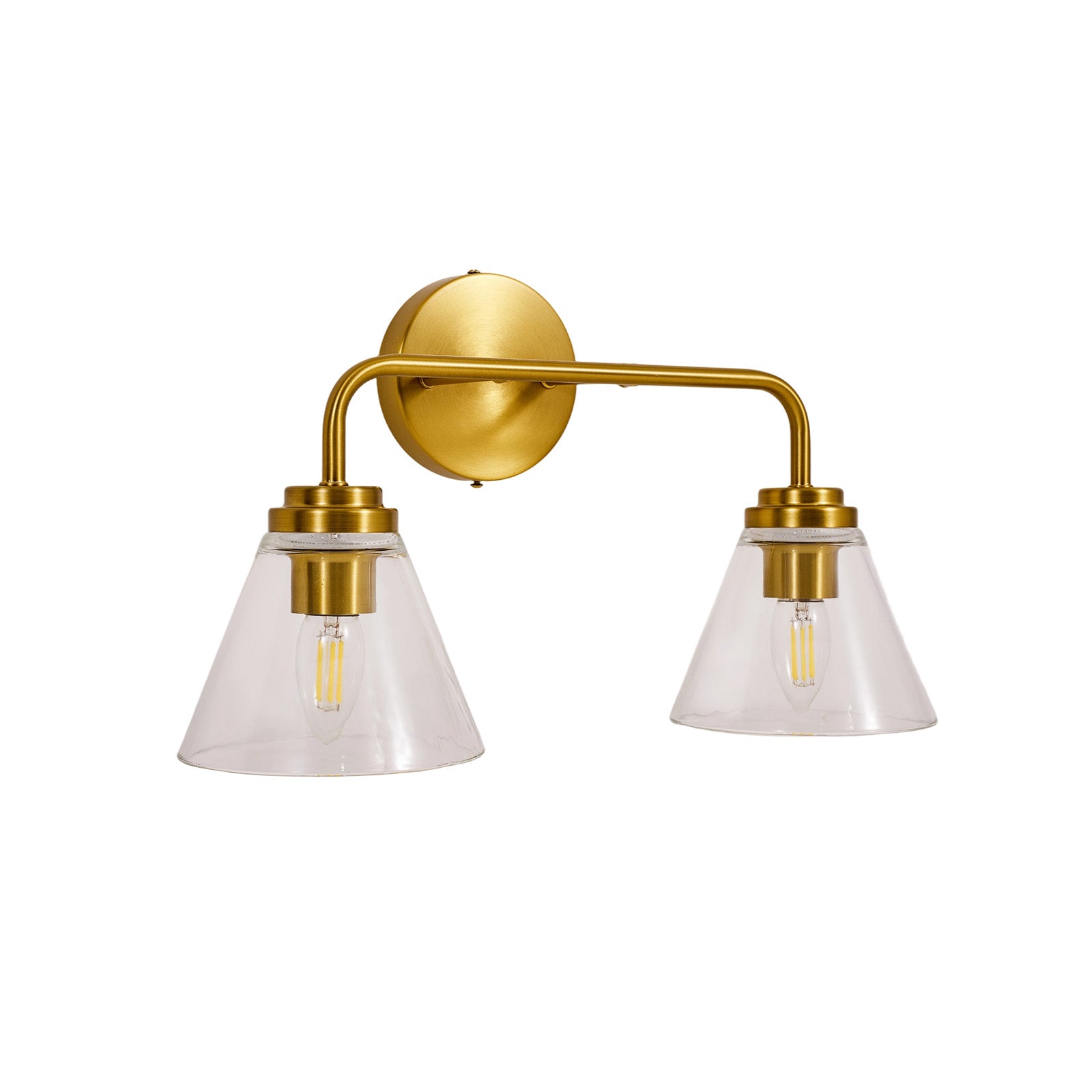 Modern Cone Clear Glass Shade Bathroom Wall Sconces