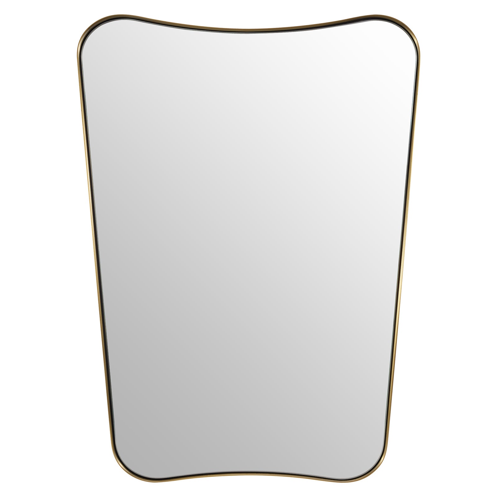 Concave Top Rectangular Scalloped Mirror, Brushed Gold