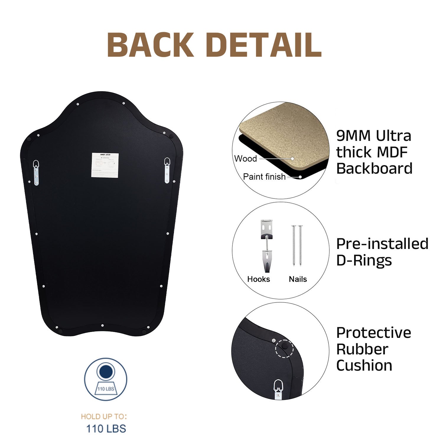 Contemporary Dual Arch Wall Mirror Irregular Scalloped Bathroom Mirror | Stainless Steel Frame