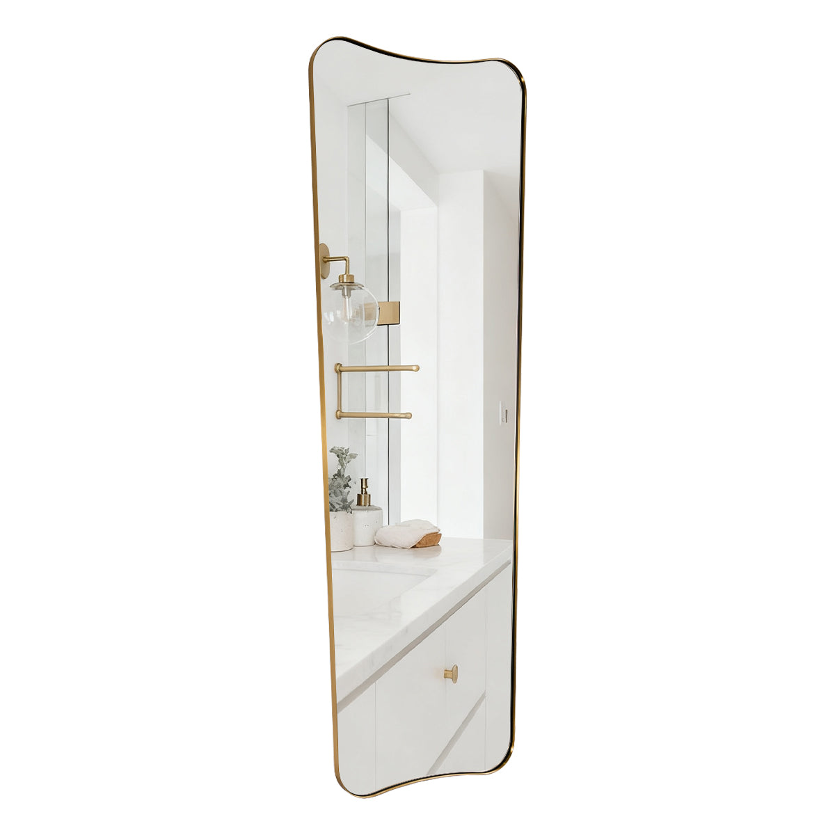Asymmetrical Irregular Full Length Wall Mirror |Stainless Steel Frame