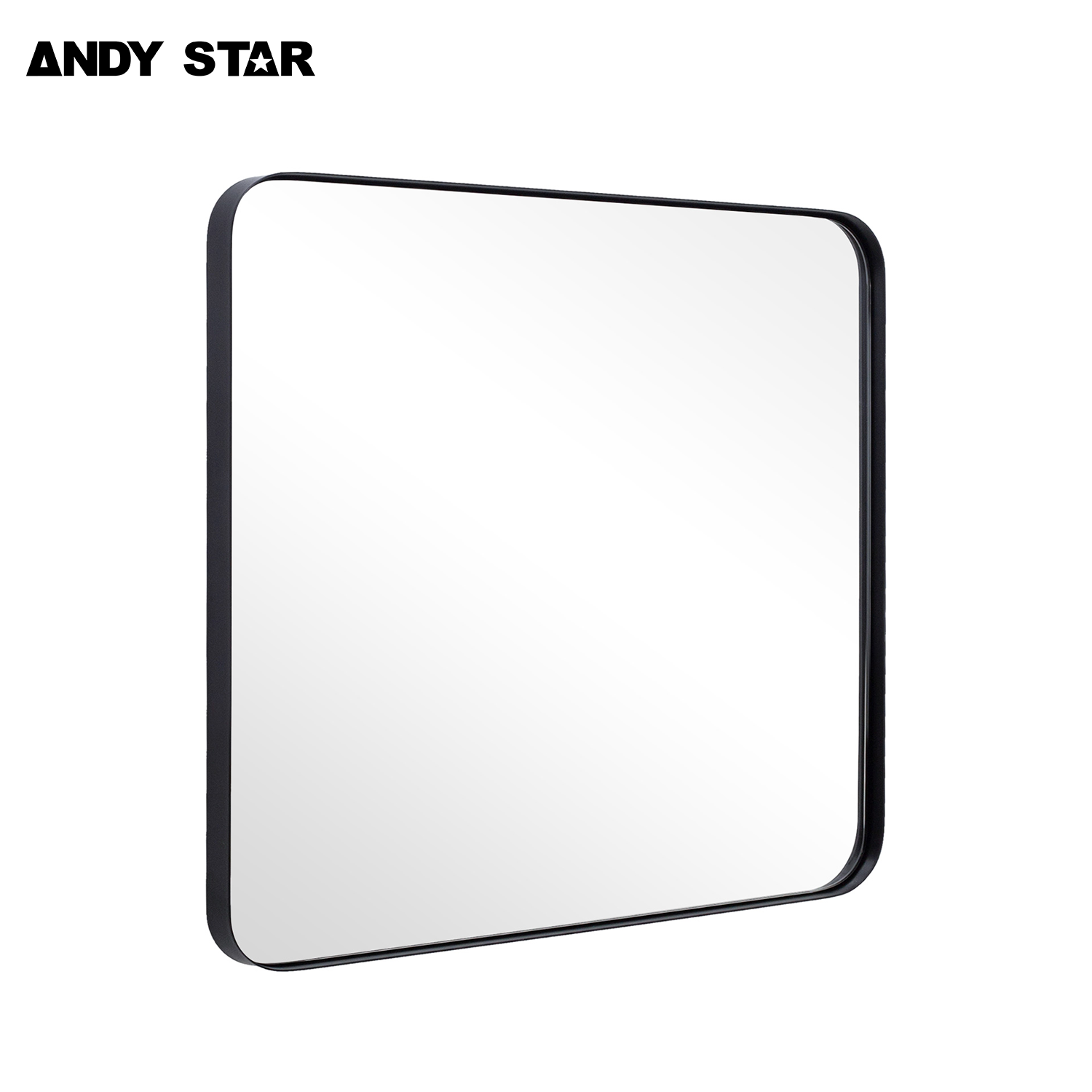 ANDY STAR Square Bathroom Mirror, Wall Decor Circle Mirror with Stainless Steel Frame
