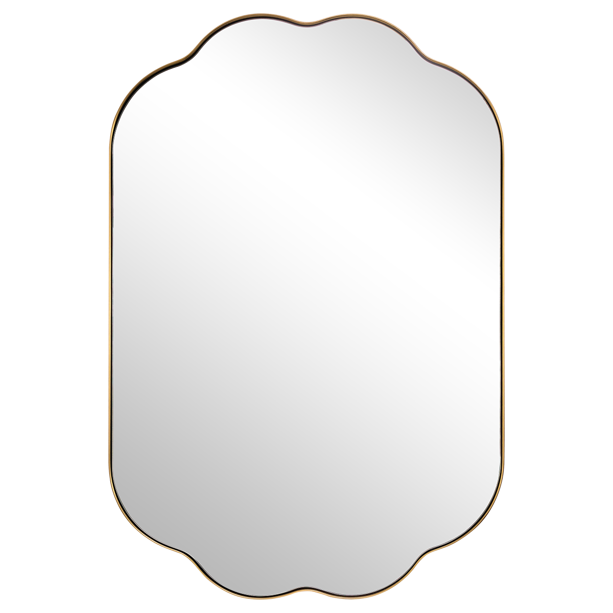 Contemporary Oval Scalloped Bathroom Vanity & Wall Mirror| Stainless Steel Framed