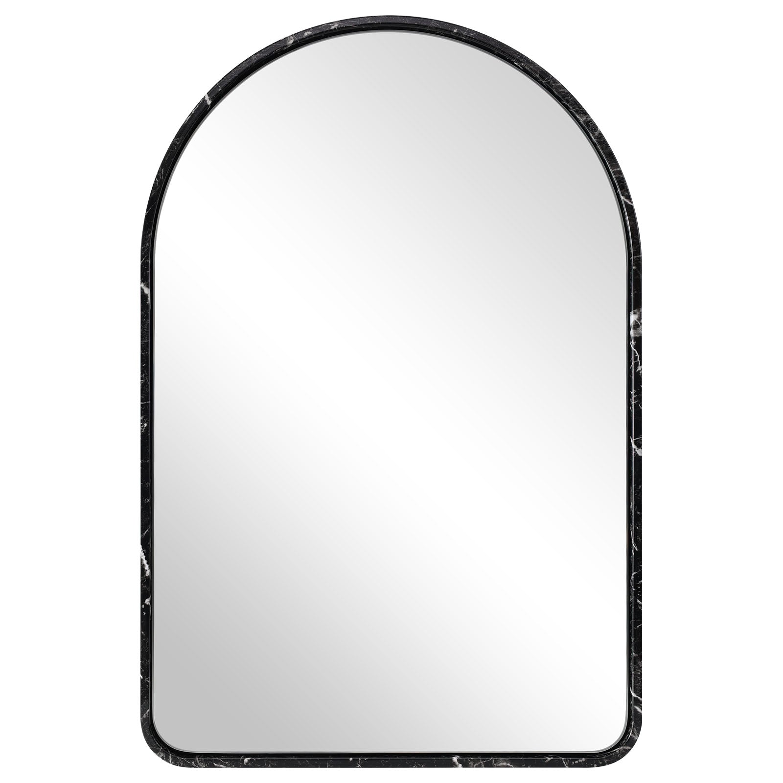 Nordic Imitation Marble Framed Black Arched Wall Mirror for Bathroom/ Wall