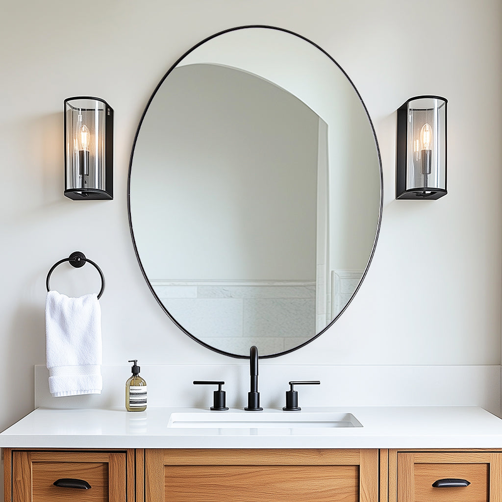 Modern Oval Bathroom Wall Mirrors |Stainless Steel Framed