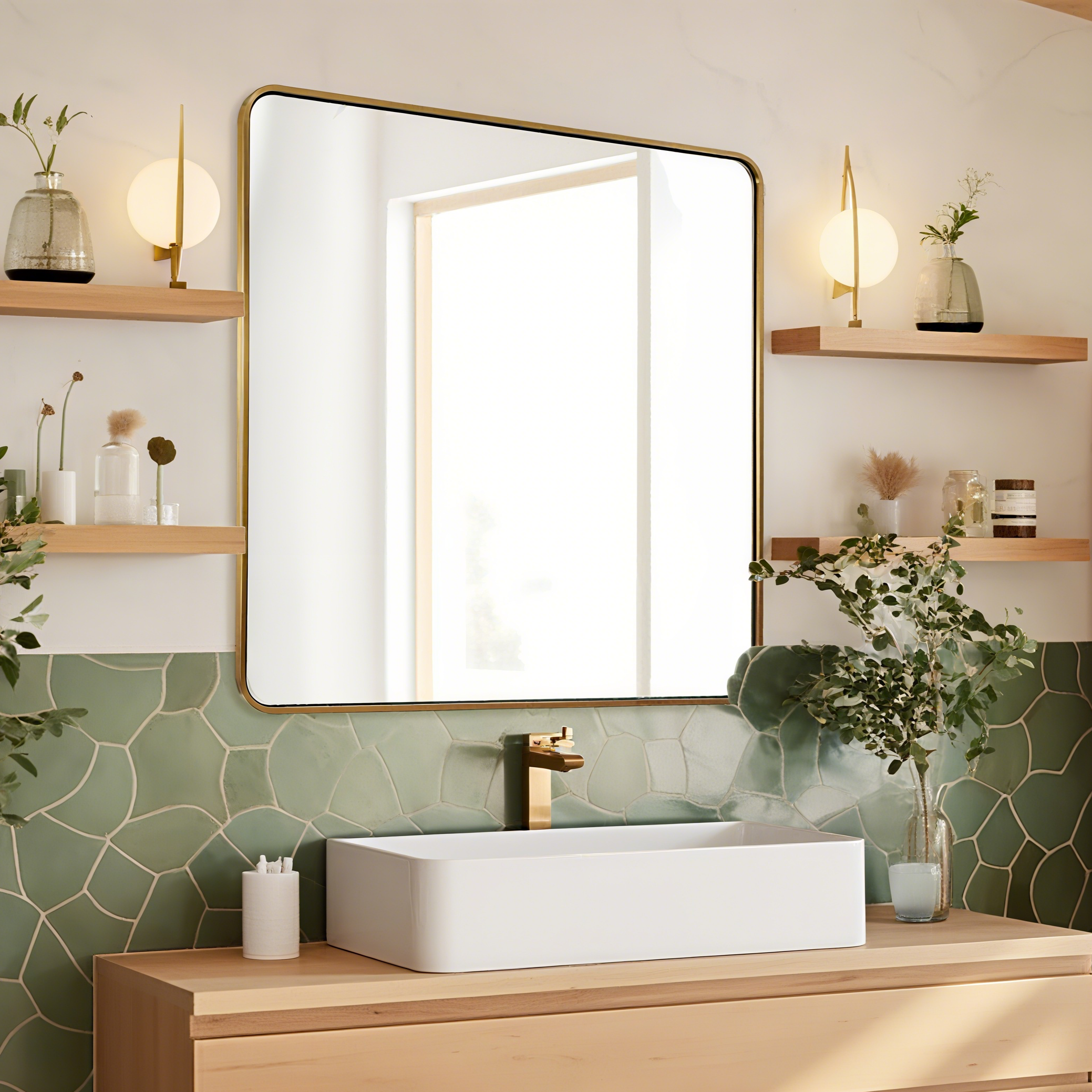 Contemporary Rounded Rectangular Bathroom Wall Mirror |Thicker Stainless Steel Framed