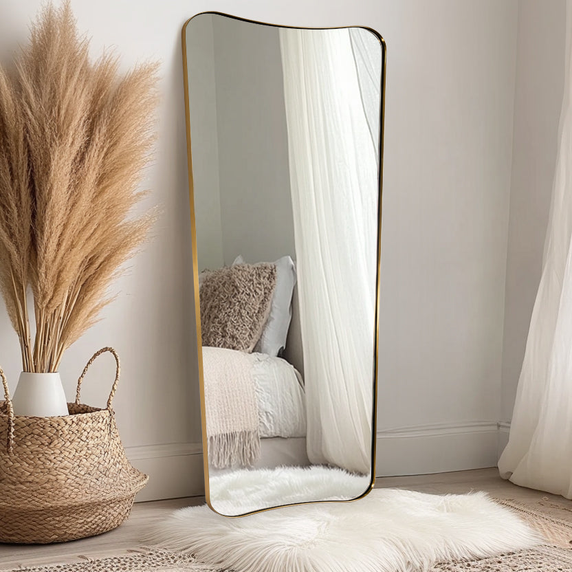 Asymmetrical Irregular Full Length Wall Mirror |Stainless Steel Frame