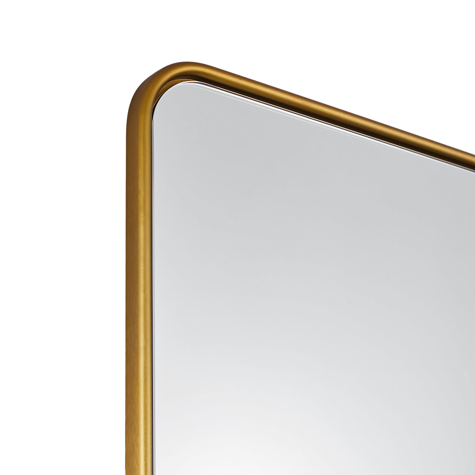 Contemporary Rounded Rectangular Bathroom Wall Mirror| U-Shaped Tube Aluminum Framed