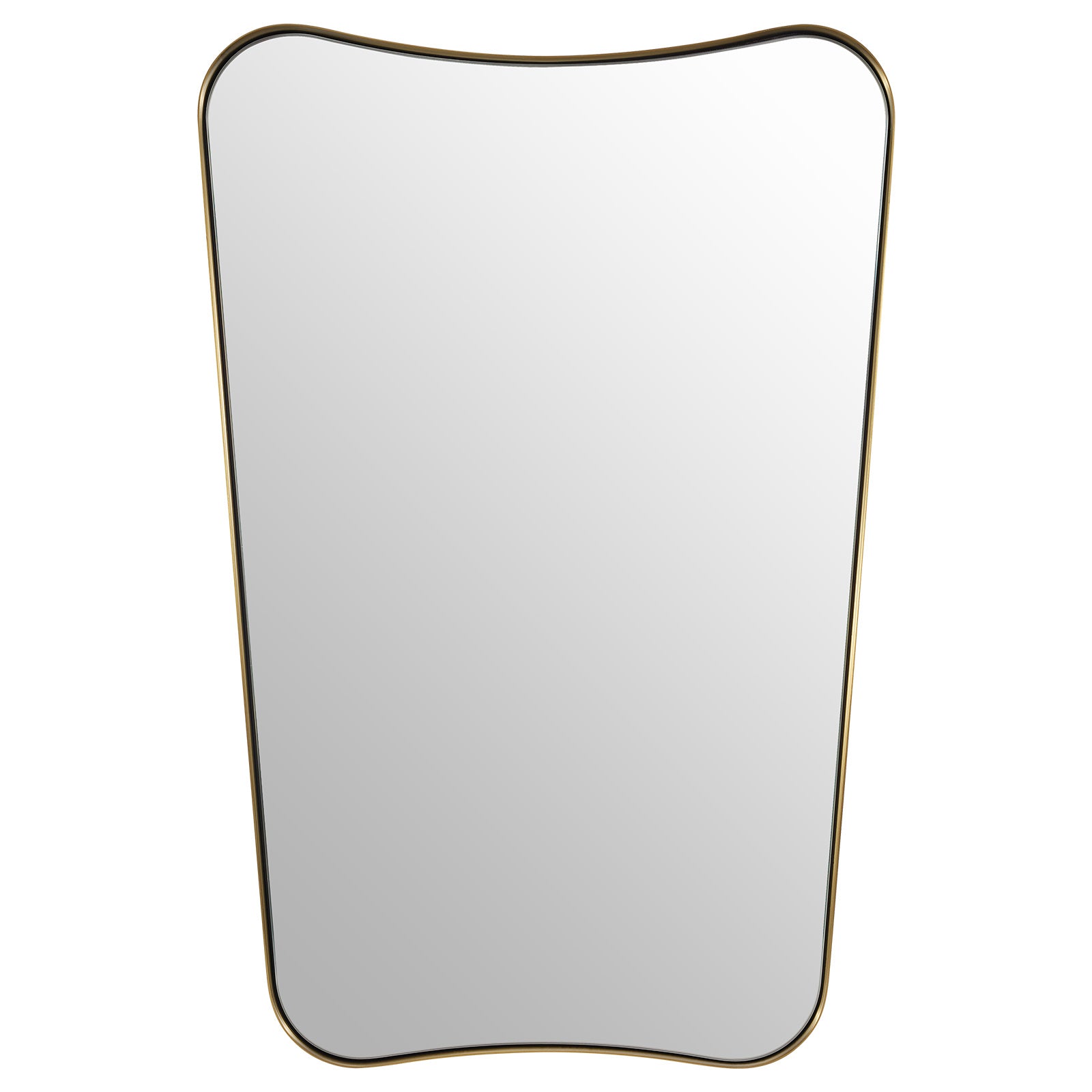 Concave Top Rectangular Scalloped Mirror, Brushed Gold