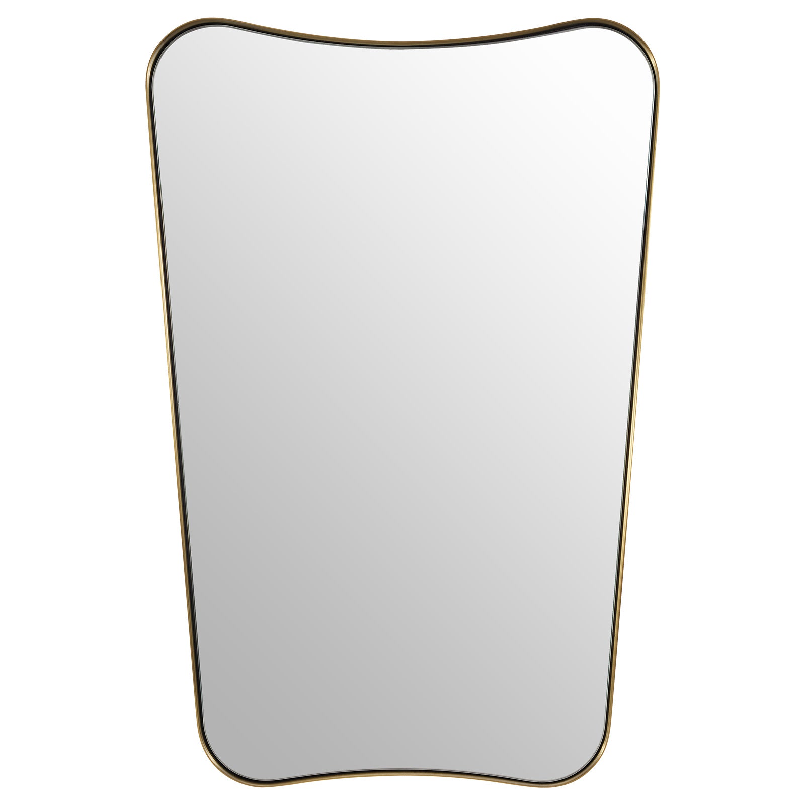 Concave Top Rectangle Scalloped Wall Mirror, Brushed Gold