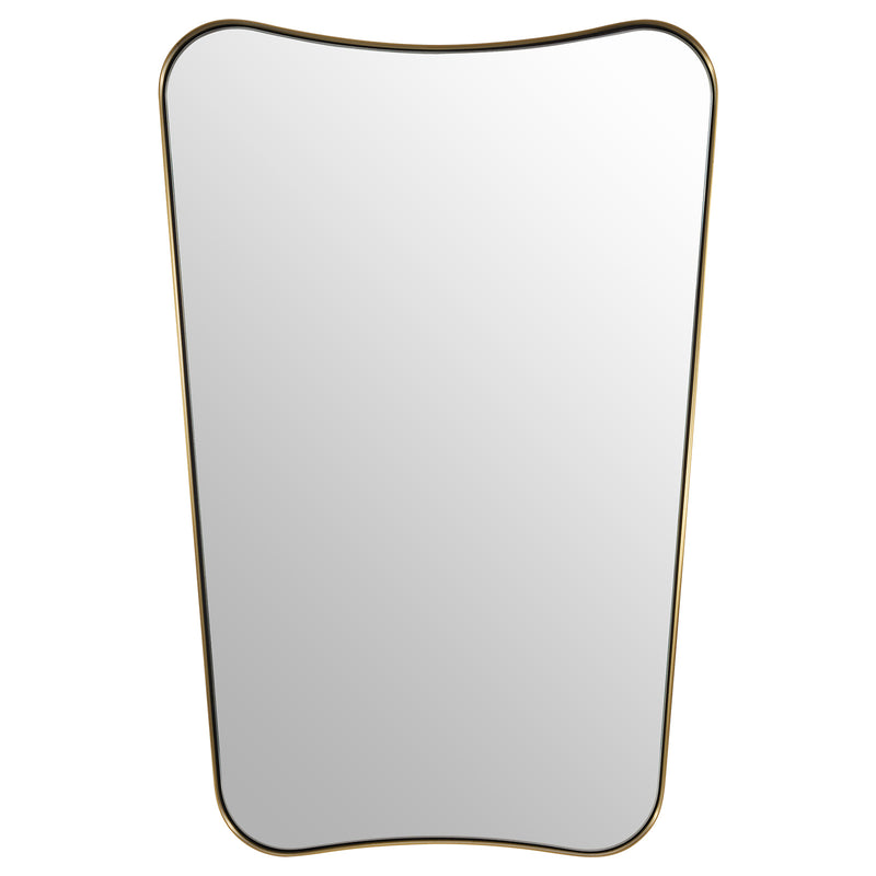 Concave Top Rectangular Scalloped Mirror, Brushed Gold