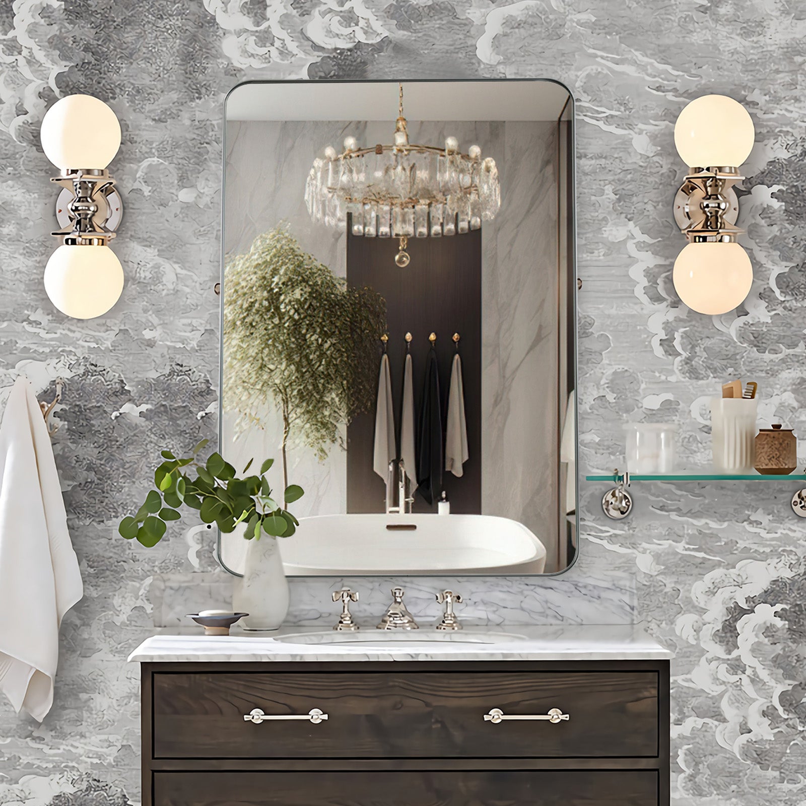 Luxury Rectangular Bathroom Mirrors with Aluminum Framed