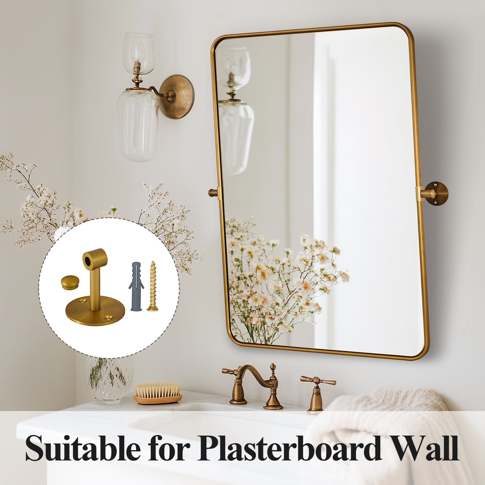 Modern Rectangle Pivot Mirror Adjustable Tilting Bathroom Mirror | Aluminum Frame