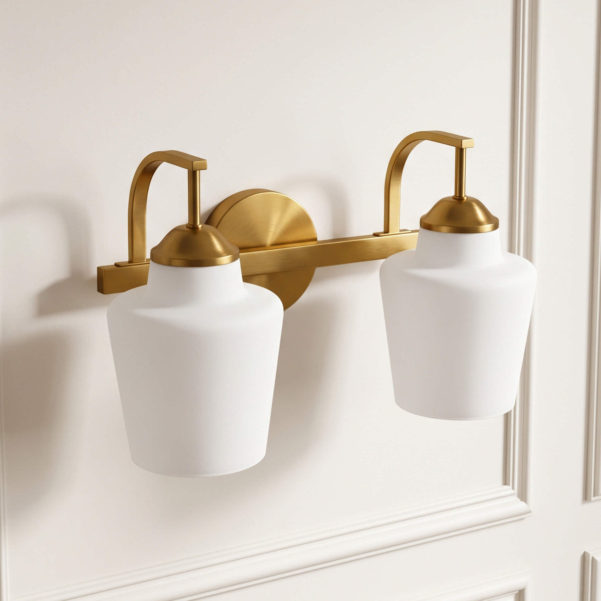 Contemporary Opal Glass Tapered Shade Bathroom Vanity Light