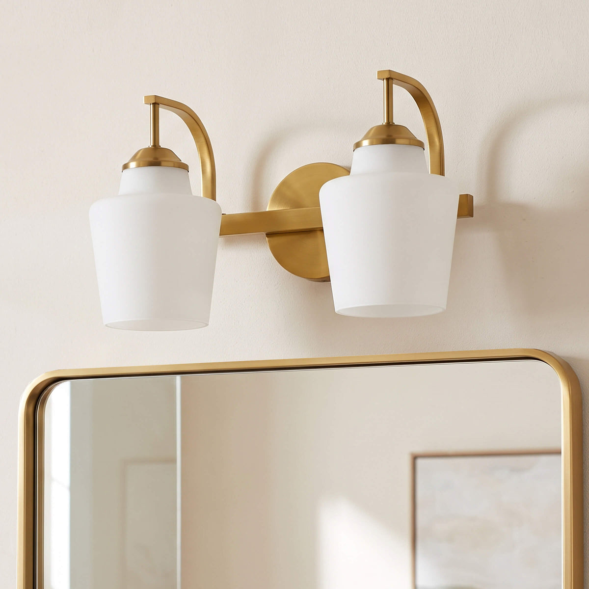 Contemporary Opal Glass Tapered Shade Bathroom Vanity Light