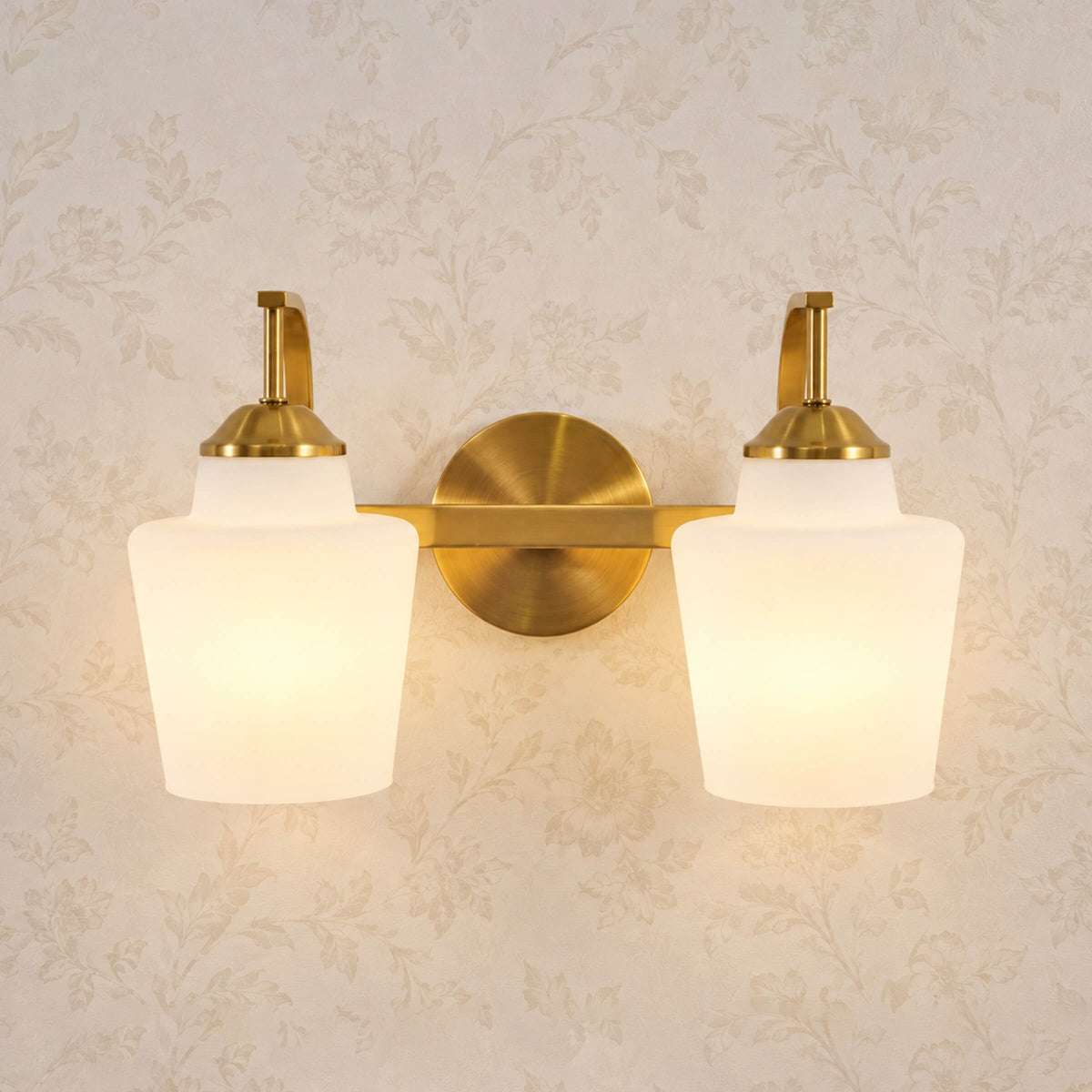 Contemporary Opal Glass Tapered Shade Bathroom Vanity Light