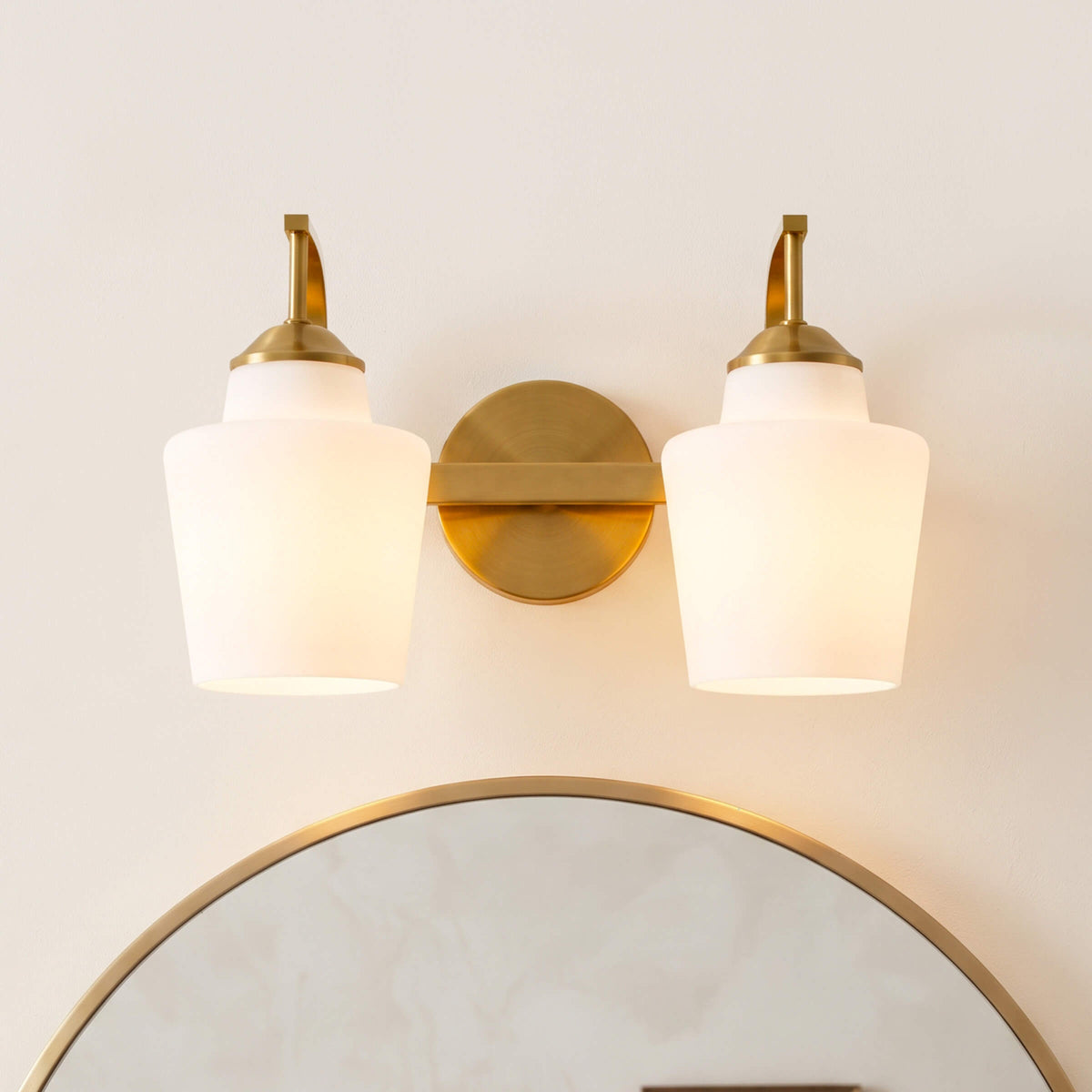 Contemporary Opal Glass Tapered Shade Bathroom Vanity Light
