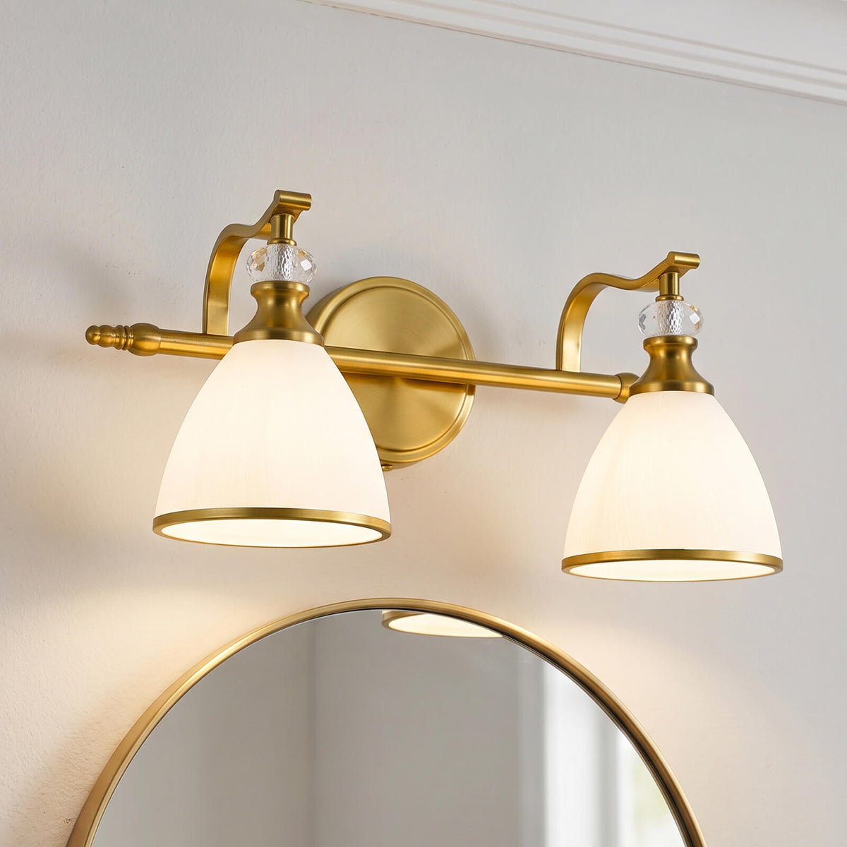 Vintage Frosted Trumpet Glass Shade Bathroom Vanity Light