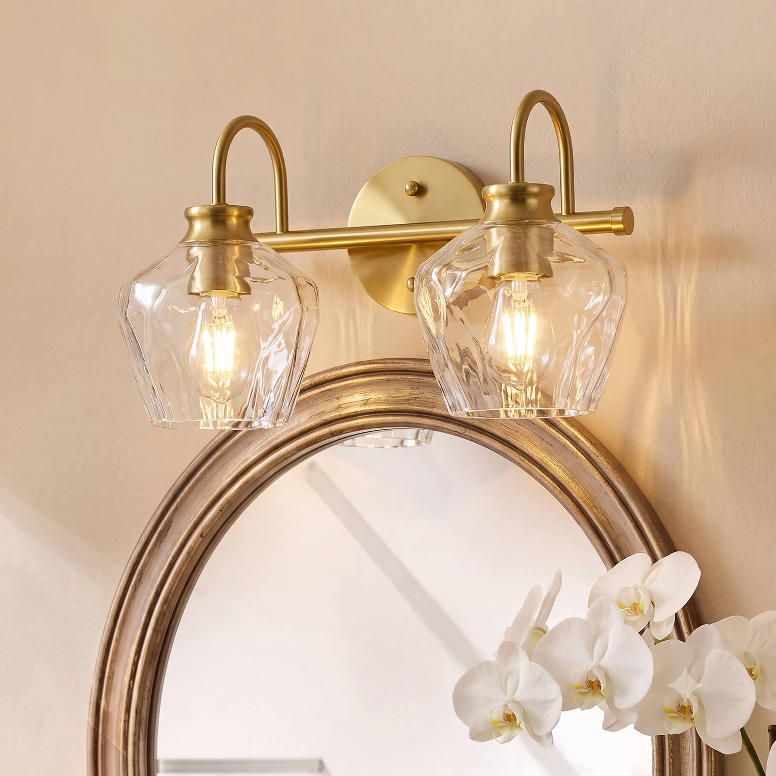 Contemporary  Hammer Glass Shade Gooseneck Bathroom Wall Sconce