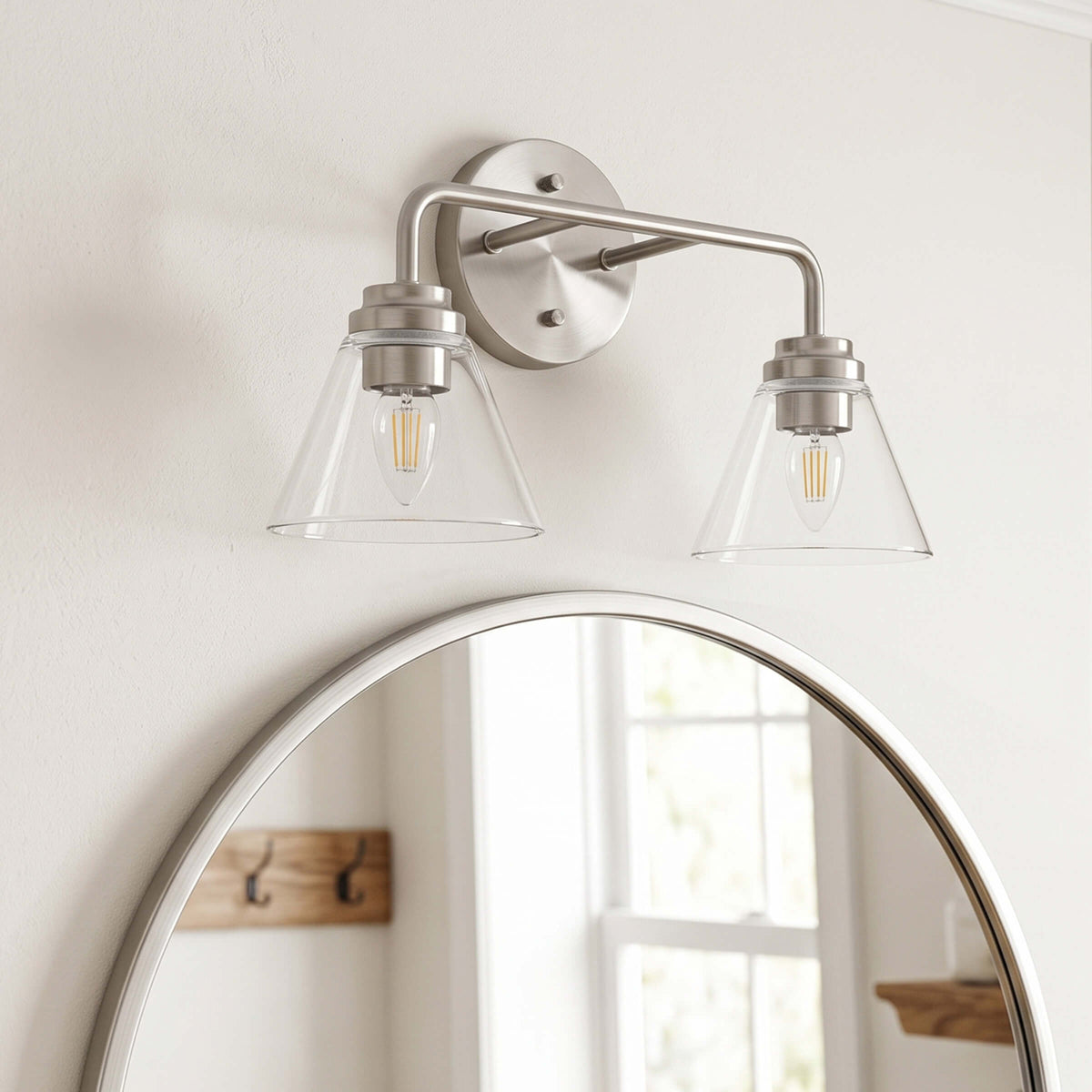 Modern Clear Cone Glass Shade Bathroom Vanity Light