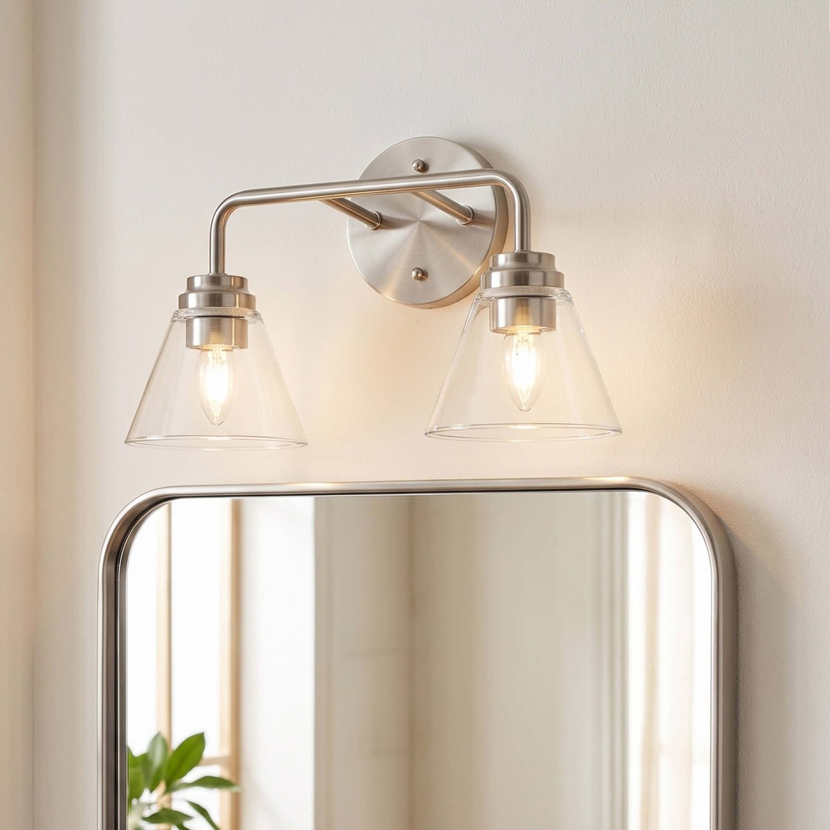 Modern Clear Cone Glass Shade Bathroom Vanity Light