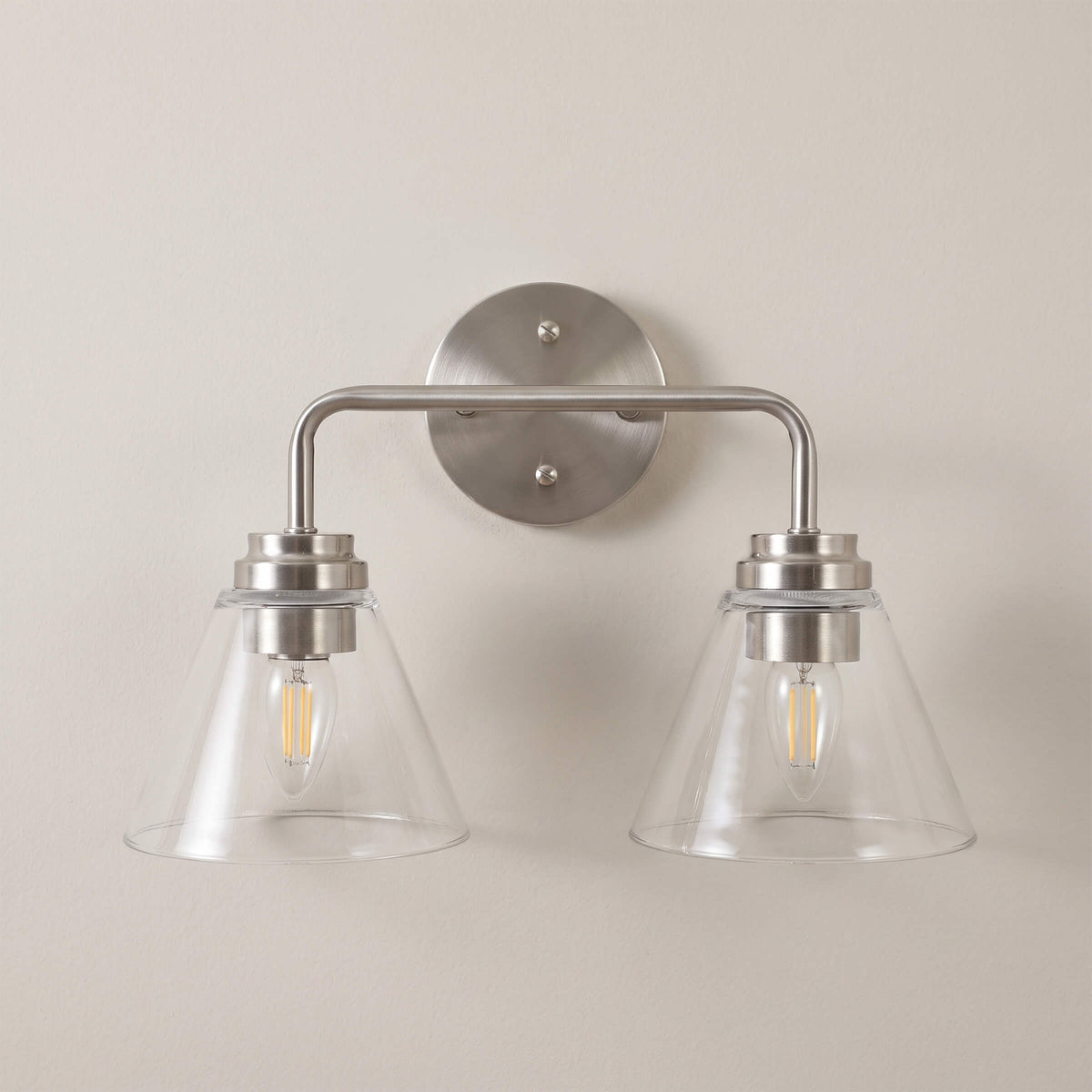 Modern Clear Cone Glass Shade Bathroom Vanity Light