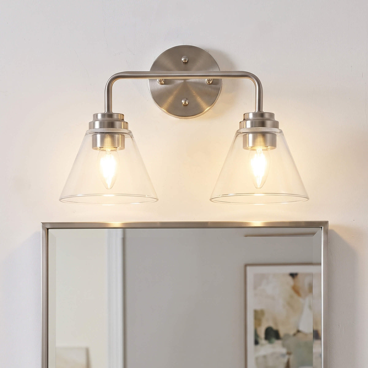 Modern Clear Cone Glass Shade Bathroom Vanity Light
