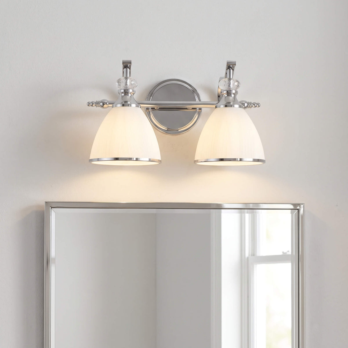 Vintage Frosted Trumpet Glass Shade Bathroom Vanity Light