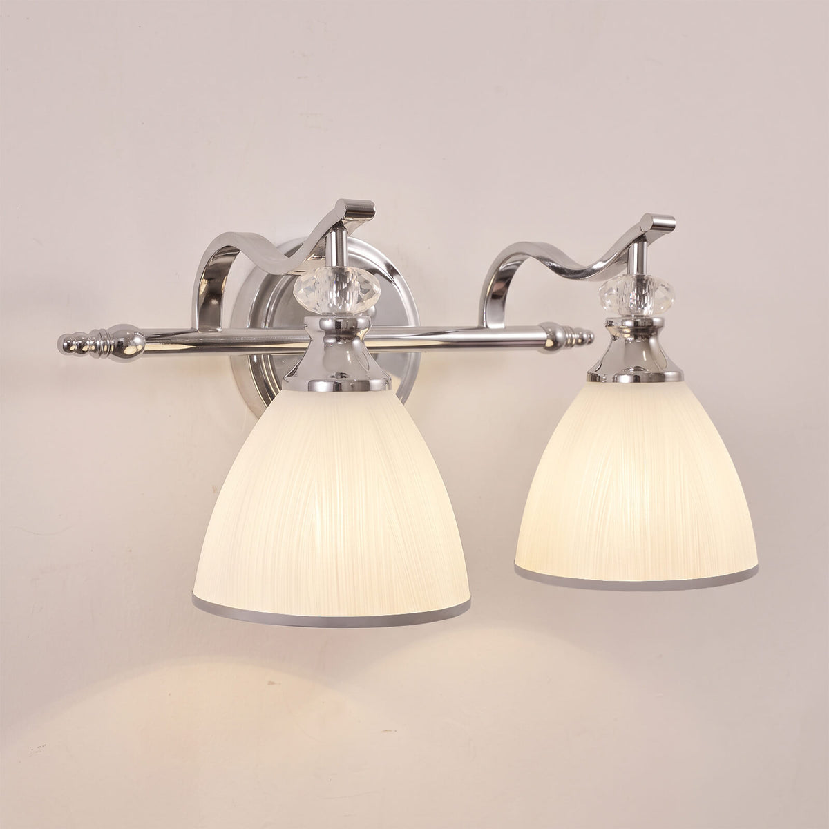 Vintage Frosted Trumpet Glass Shade Bathroom Vanity Light
