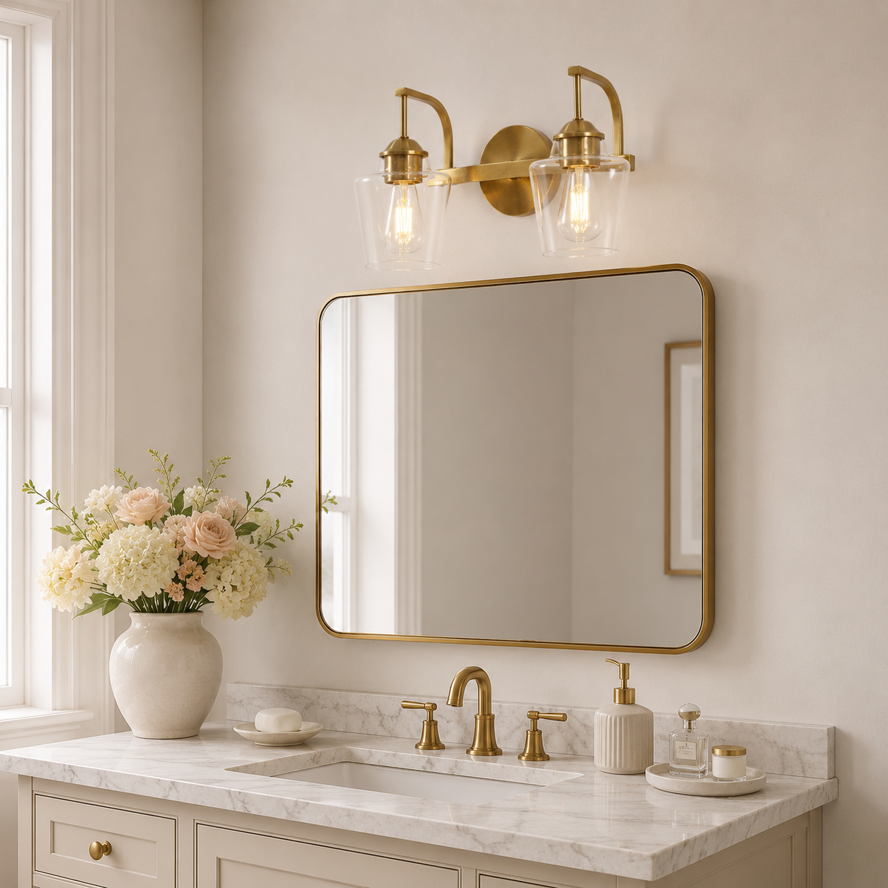 Contemporary Hand-Blown Tapered Glass Shades Bathroom Vanity Lights