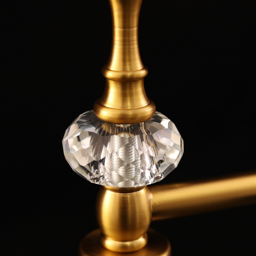 Victorian Crystal Wall Sconce Gold Bathroom Light Fixtures with Trumpet Glass Shade