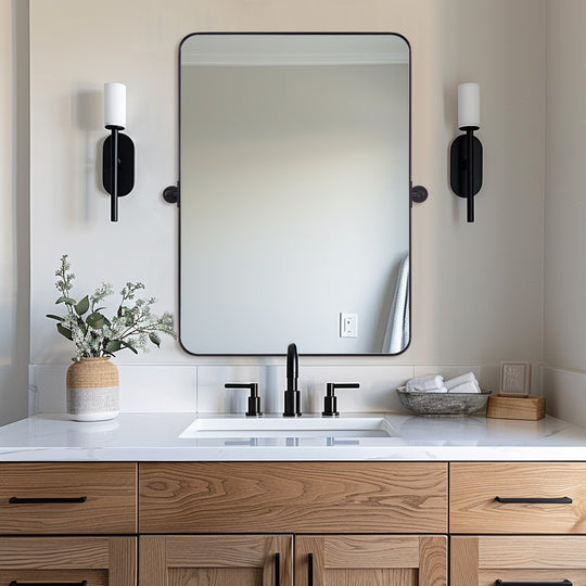 Tilting Rectangular Pivot  Mirror for Bathroom/Vanity | Stainless Steel Frame