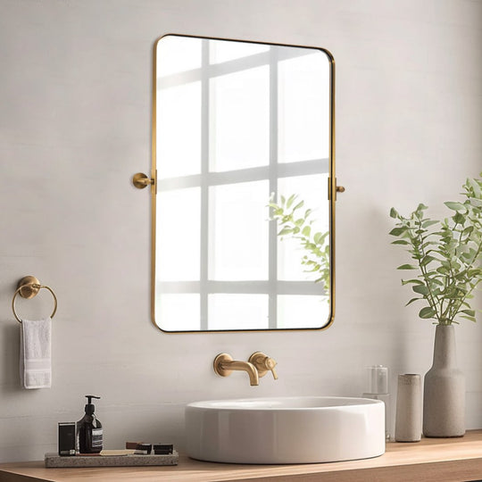 Tilting Rectangular Pivot  Mirror for Bathroom/Vanity | Stainless Steel Frame