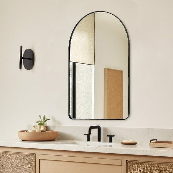 Contemporary Arched Bathroom Vanity Mirror Stainless Steel Frame Arch Top Wall Mirrors