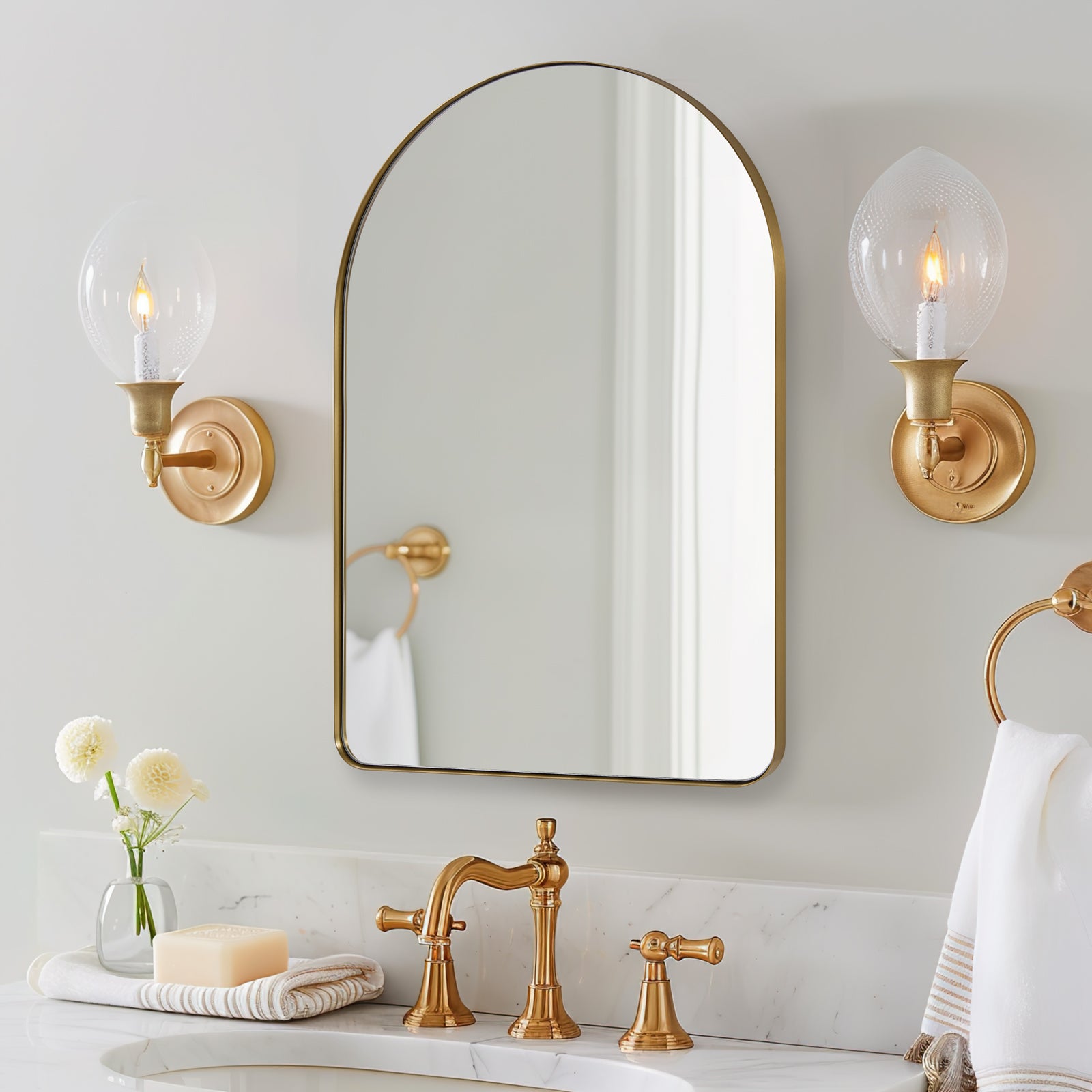 Open Box Like New: Contemporary Arched Bathroom Vanity Mirror