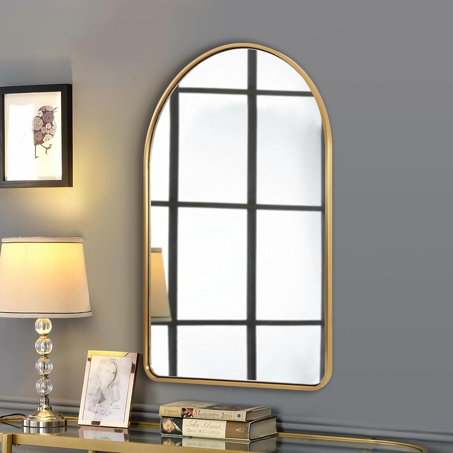Contemporary Arched Bathroom Vanity Mirror Arch Wall Mirror |Stainless Steel Framed