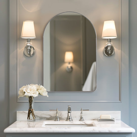 Contemporary Arched Bathroom Vanity Mirror | Stainless Steel Frame