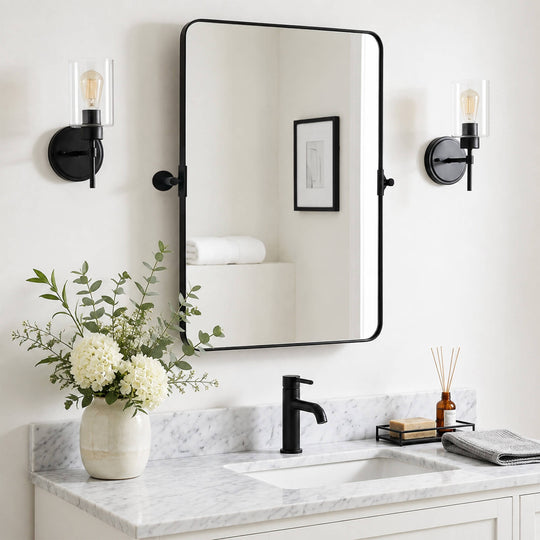 Tilting Rectangular Pivot  Mirror for Bathroom/Vanity Floating Mirror | Stainless Steel Frame