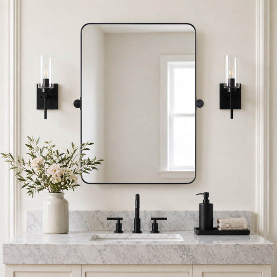 Tilting Rectangular Pivot  Mirror for Bathroom/Vanity Floating Mirror | Stainless Steel Frame